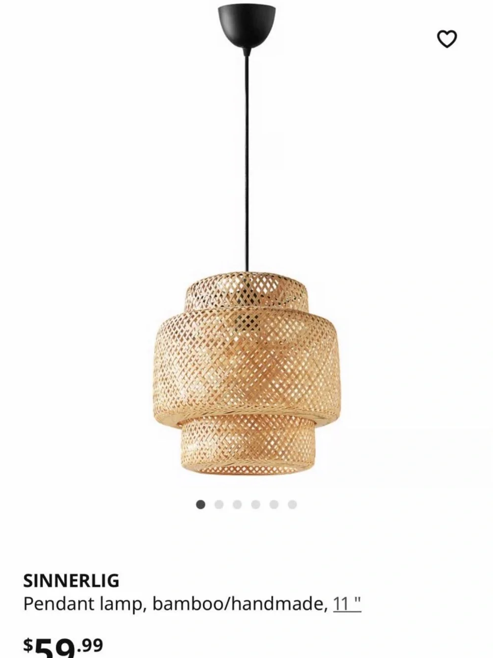 IKEA SINNERLIG Bamboo Pendant Lights Set of 2 Boho Scandi 11” Woven Scandinavian